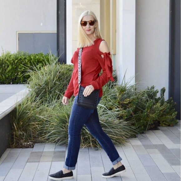 Pleione Womens Cold Shoulder Tie Sleeve Sweatshirt Top Blue Sz XXSP Petite 2XS - Picture 9 of 9